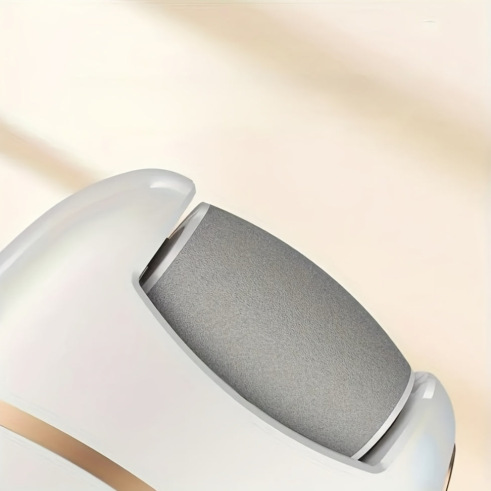Exfoliador de pies recargable por USB, kit portátil con almohadillas de reemplazo para eliminar piel áspera y suavizar pies agrietados y secos, ideal para regalo, color beige claro