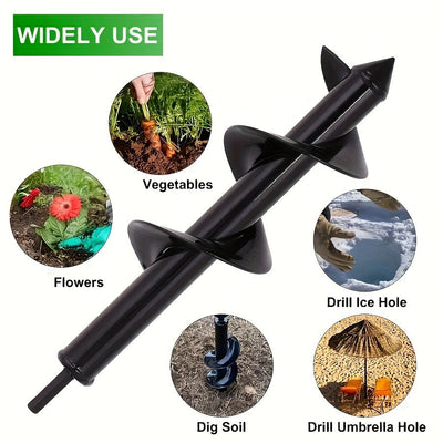 Broca Espiral para Jardín de Alta Resistencia, 1 pieza, 3.99x45.01cm/5.0x45.01cm - Construcción Metálica Duradera, Vástago Hexagonal, Ideal para Perforación y Excavación Eficiente del Suelo, Perfecta para Cavar Agujeros en Jardines y Plantar