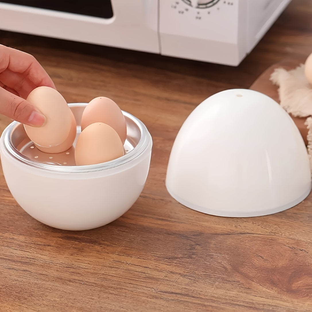 Ovocador de Microondas para 4 Huevos - Herramienta Compacta y Portátil, Ideal para Huevos Duros y Blandos, Apto para Lavavajillas, Diseño Ahorrador de Tiempo con Forma de Huevo