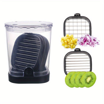 Un Cortador de Verduras Manual Multifuncional, Taza para Picar y Rebanar Portátil para Uso en Exteriores y Hogareño, Capacidad Menor a 1 Litro, Sin Necesidad de Energía