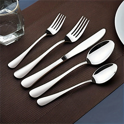 Juego de cubiertos de 30 piezas, cubiertos de acero inoxidable con acabado pulido espejo, incluye cuchillos para carne, tenedores de cena, cucharas, cucharas de café, tenedores de postre, aptos para lavavajillas, ideales para uso doméstico y en restauran