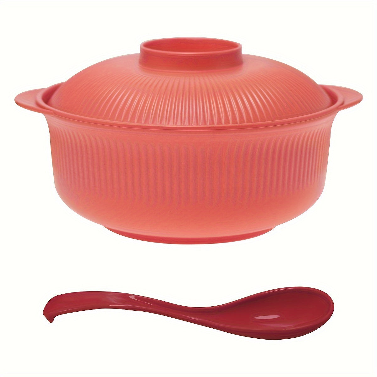 Dos Juegos de Nuevas Cacerolas con Tapas y Cucharas Largas, 1100ml/38oz Capacidad Grande, Tazón de Ramen de Mano, Fácil de Limpiar, Tazón Redondo para Servir, Tazón para Ensalada de Frutas en Casa, Tazón para Postre, Tazón para Sopa, Tazón para Almuerzo