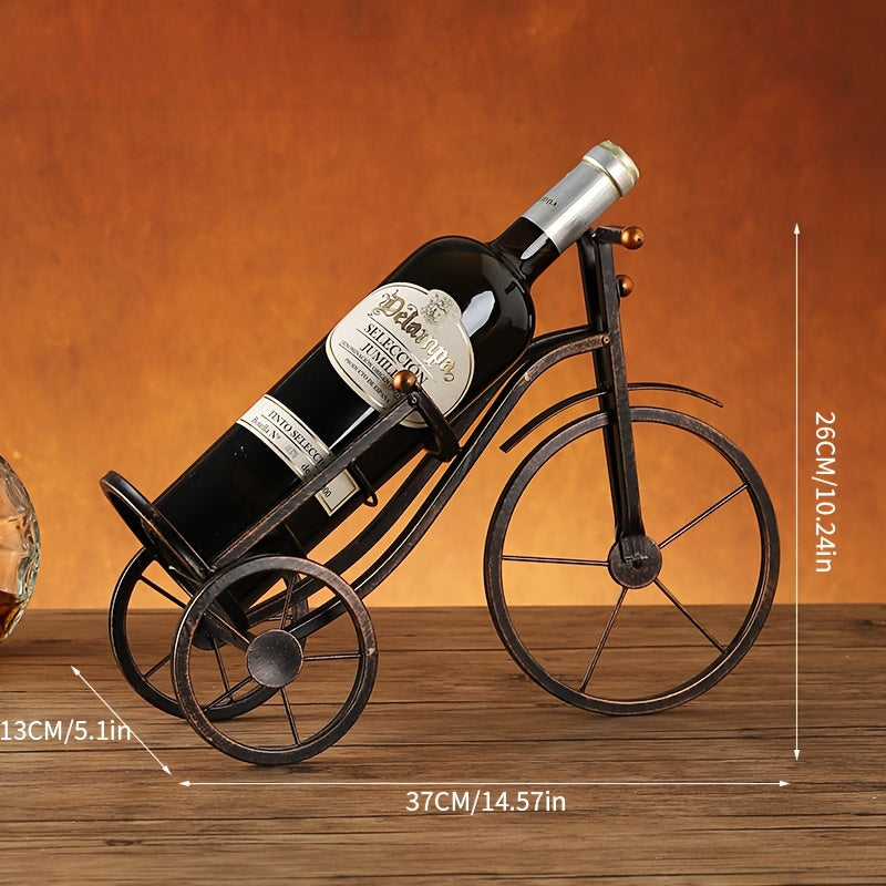 Portabotellas de Hierro Vintage - Estante Decorativo Rústico para 2 Botellas, Ideal para Cocina o Entrada - Decoración Metálica Antigua y Resistente con Estilo Granja, Organizador de Cocina Duradero