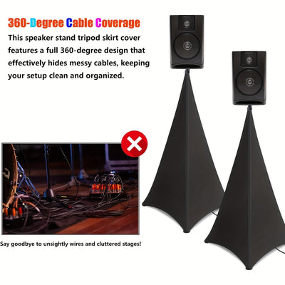 Conjunto de 2 fundas para altavoces con bolsa de almacenamiento, funda para altavoz de DJ, falda para trípode, 360° multifunción para escenario, actuación, bodas, fiestas y eventos de banquete.