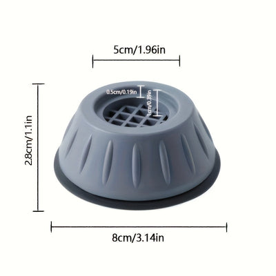 4 Piezas de Almohadillas Antivibración para Lavadora - Amortiguadores Reforzados, Estabilizadores Antideslizantes para Lavadoras y Refrigeradores, Diseño en Plástico Gris