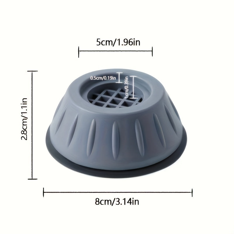 4 Piezas de Almohadillas Antivibración para Lavadora - Amortiguadores Reforzados, Estabilizadores Antideslizantes para Lavadoras y Refrigeradores, Diseño en Plástico Gris