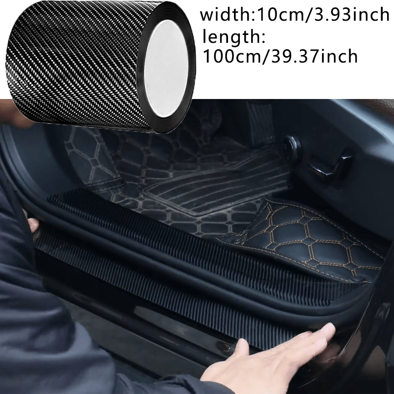 1 Rollo de Protector de Borde de Puerta de Coche con Fibra de Carbono Nano 3D, Cinta Adhesiva Impermeable y Resistente a Rasguños de PVC, Película Universal Anticolisión, Negro