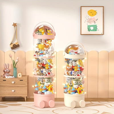 1pc Tubo de Almacenamiento para Animales de Peluche Versión Ampliada 2025, Organizador Vertical de Juguetes, Cubeta Transparente con Tapa para Juguete y Animalito