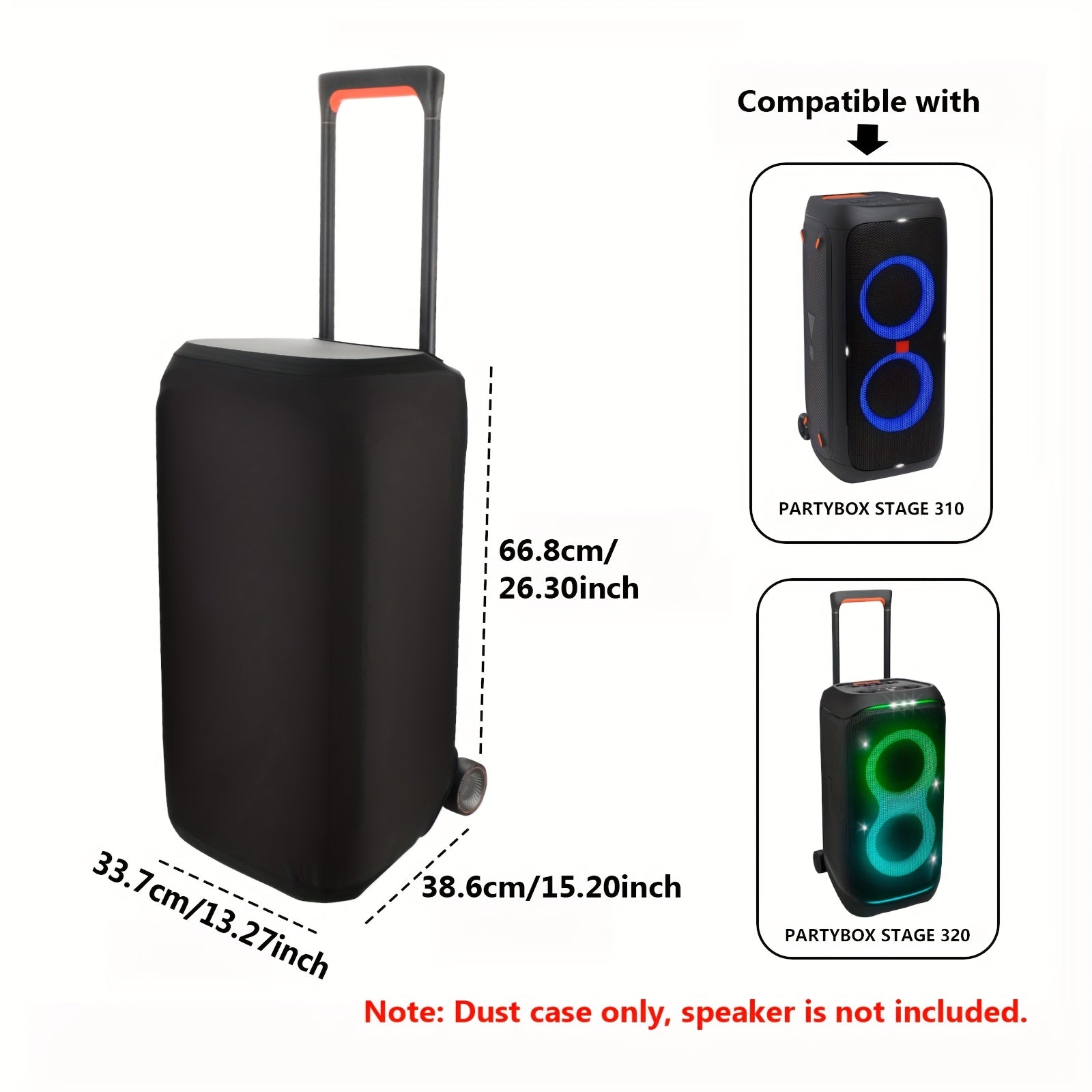 1pc Funda Protectora Lyra Negra para JBL Partybox 310/320 Altavoz Exterior - Funda Protectora de Spandex Elástica con Banda Elástica, Manga Deslizante Portátil, Compatible con Partybox 310/320 (Altavoz No Incluido)