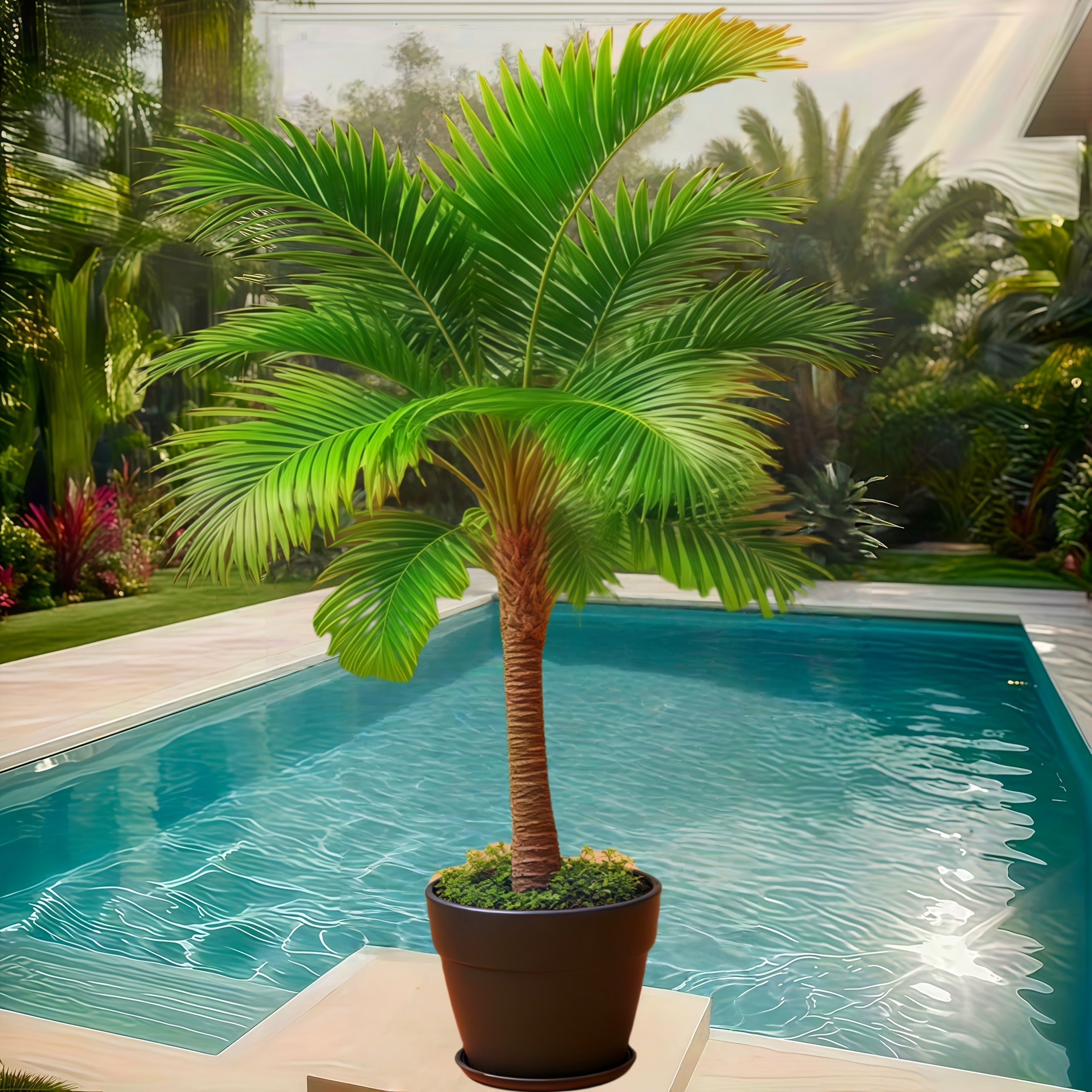 1pc Palmera Artificial Realista - Decoración Tropical Grande para Exterior/Interior, Sin Mantenimiento Necesario, Planta Sintética UV de Alta Calidad para Patio, Sala, Oficina, Jardín - Ideal para Navidad, Halloween, Día de la Independencia - Fácil Insta