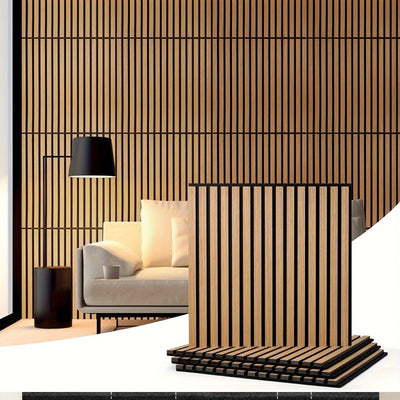 4pcs Paneles Absorbentes de Sonido de Tiras de Madera, Para Decoración de Moda y Reducción de Ruido, Paneles de Textura 3D para Techos y Paredes, Decoración Interior Moderna, Fondo de TV, Sala de Estar