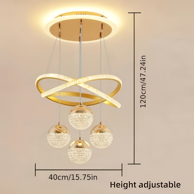 Lámpara colgante LED moderna, ajuste de brillo, 3 temperaturas de color, semiempotrada en metal, para comedor, habitación, sala, pasillo - negro/blanco/dorado, parte superior acrílica iluminada, control con interruptor, sin baterías, instalación semiempo