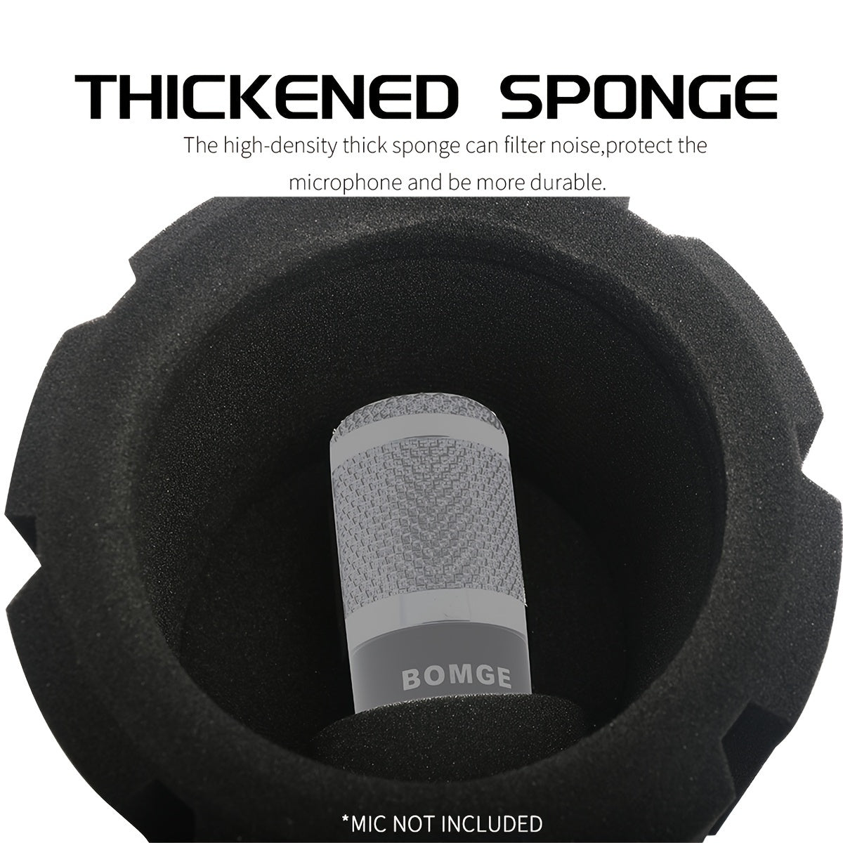 Filtro Pop de Estudio BOMGE para Micrófono con Pantalla de Espuma Insonorizante - Compatible con la Mayoría de Micrófonos, Instalación Fácil, Reducción de Ruido para Grabaciones Más Claras, Protector Antiviento, Montable en Soporte, Absorción de Sonido S