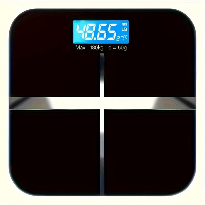 Báscula de Peso Corporal Digital de 1 Pieza con Pantalla LCD, Funciona con Baterías AAA, Superficie Grande y Engrosada para Pesaje Preciso, Diseño en Plástico Negro - Baterías No Incluidas