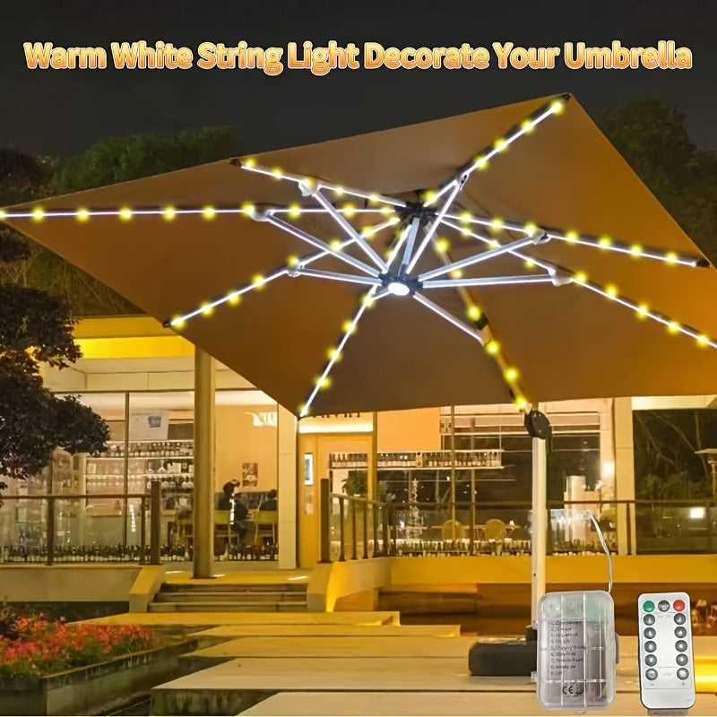 1pc Luces LED de Cadena para Exteriores con Control Remoto - 8 Modos (Incluye Parpadeo Automático), Cambio Multicolor, Construcción en Cobre Resistente al Clima - Luces Decorativas a Batería para Jardín, Patio, Navidad, Fiestas de Cumpleaños - Compatible