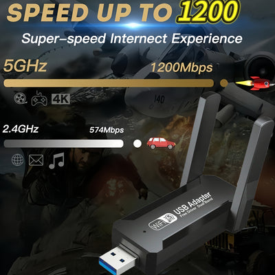 Adaptador WiFi USB 1300 Mbps, doble banda 2,4 G y 5,8 G, compatible con modo AP, IEEE 802.11g, adaptador de red inalámbrica adecuado para portátiles y computadoras de escritorio. Adaptador WiFi USB 1300 m, doble banda 2,4 G y 5,8 G, adaptador de red inal