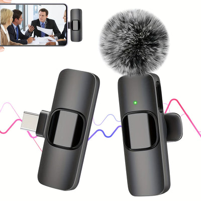 Micrófono sin varillas para Teléfono, Android, Cámara, Micrófono USB-C, Micrófono de Solapa sin varillas, Micrófono Mini, Micrófono con Cancelación de Ruido para Entrevistas, Vídeos y Podcasts