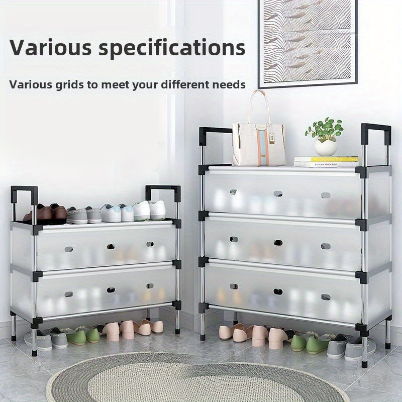 Organizador de zapatos de varios niveles - Gabinete de almacenamiento para piso, ahorrador de espacio, con estantes y diseño antipolvo, construcción duradera de plástico y acabado pintado elegante, ideal para entrada, clóset o apartamento, gabinete para
