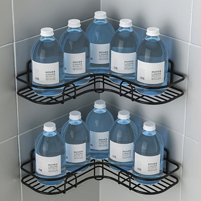 1 pieza de Esquina para Ducha en PVC que Ahorra Espacio - Organizador de Baño Montado en Pared sin Taladro para Champú, Acondicionador y Maquillaje - Anticorrosión, Fácil de Instalar, Sin Formaldehído, Acero Inoxidable, Estantes para la Ducha
