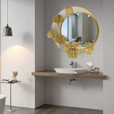 Nuevo estilo europeo moderno estilo personalidad dorado dormitorio sala de estar porche decoración de pared colgante espejo fondo pared hogar decoración suave