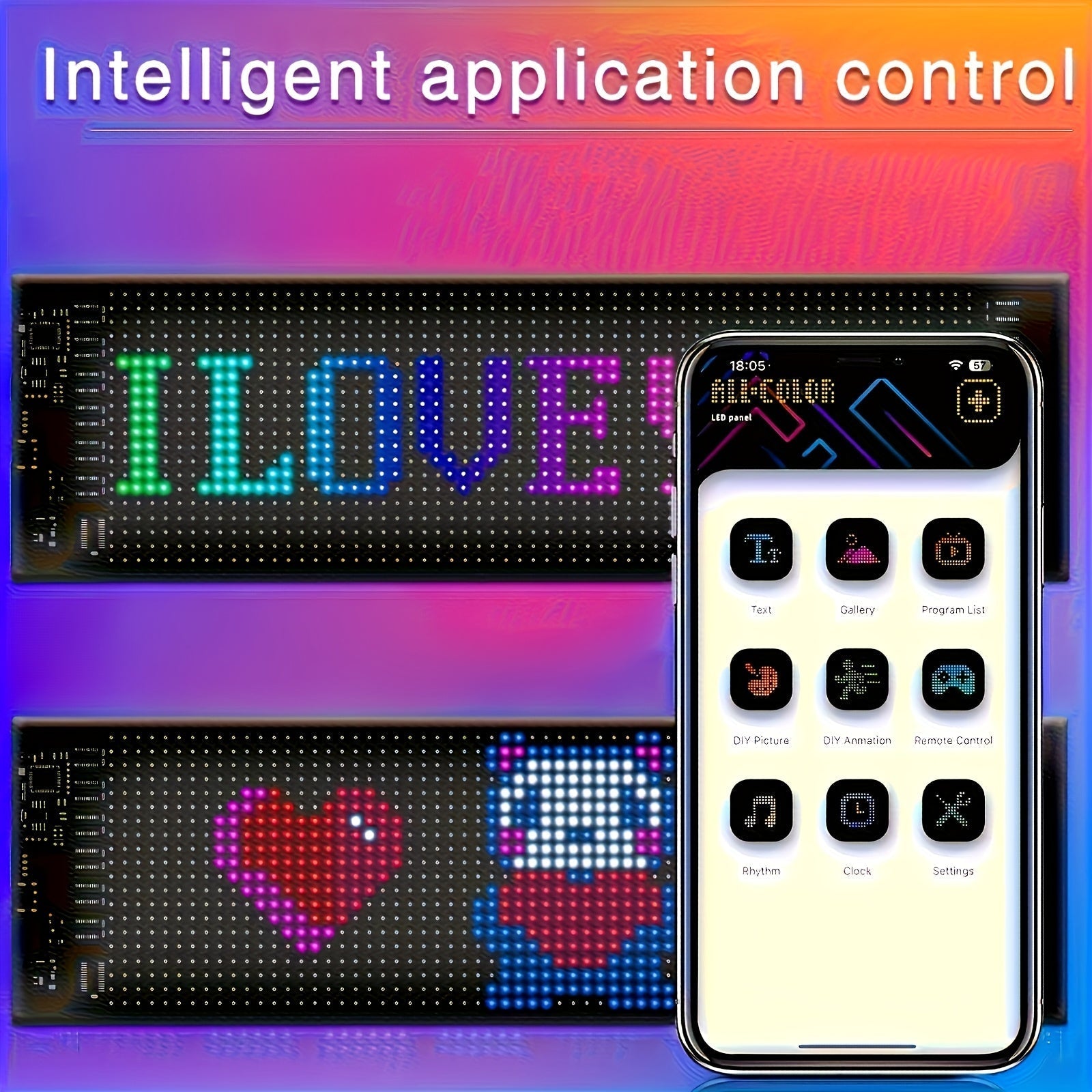 Pantalla de luz suave de píxeles LED inteligente, pantalla LED programable Luz nocturna inteligente, control por aplicación, animación de patrones de texto DIY, puede ser montada en la pared o usarse sobre el escritorio, es decoración para el hogar, crea