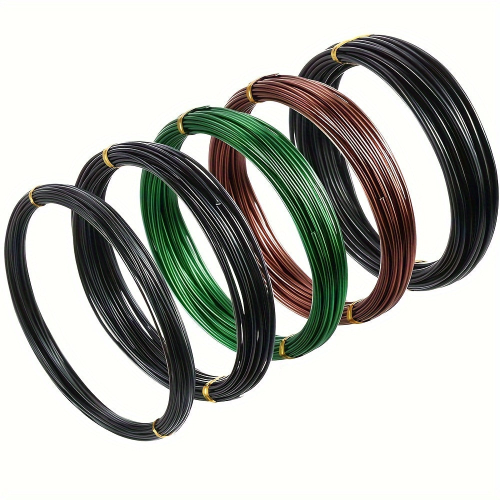 Kit de Herramientas y Alambre para Bonsái con 5 Rollos, Total de 164 Pies de Alambre para Árboles Bonsái, Adecuado para Árboles Bonsái de Interior, Tamaños Incluyen 1mm, 1.5mm, 2mm de Cable de Aluminio