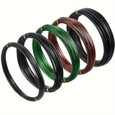 Kit de Herramientas y Alambre para Bonsái con 5 Rollos, Total de 164 Pies de Alambre para Árboles Bonsái, Adecuado para Árboles Bonsái de Interior, Tamaños Incluyen 1mm, 1.5mm, 2mm de Cable de Aluminio