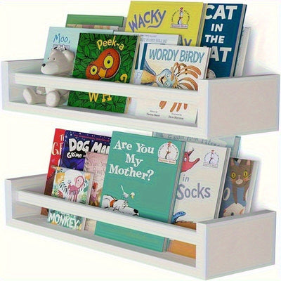 Estante de libros flotante con diseño de oso blanco - Ideal para dormitorio, baño o decoración del hogar, estante de almacenamiento de libros|Estante de libros moderno|Estante de madera, organizador de almacenamiento de libros