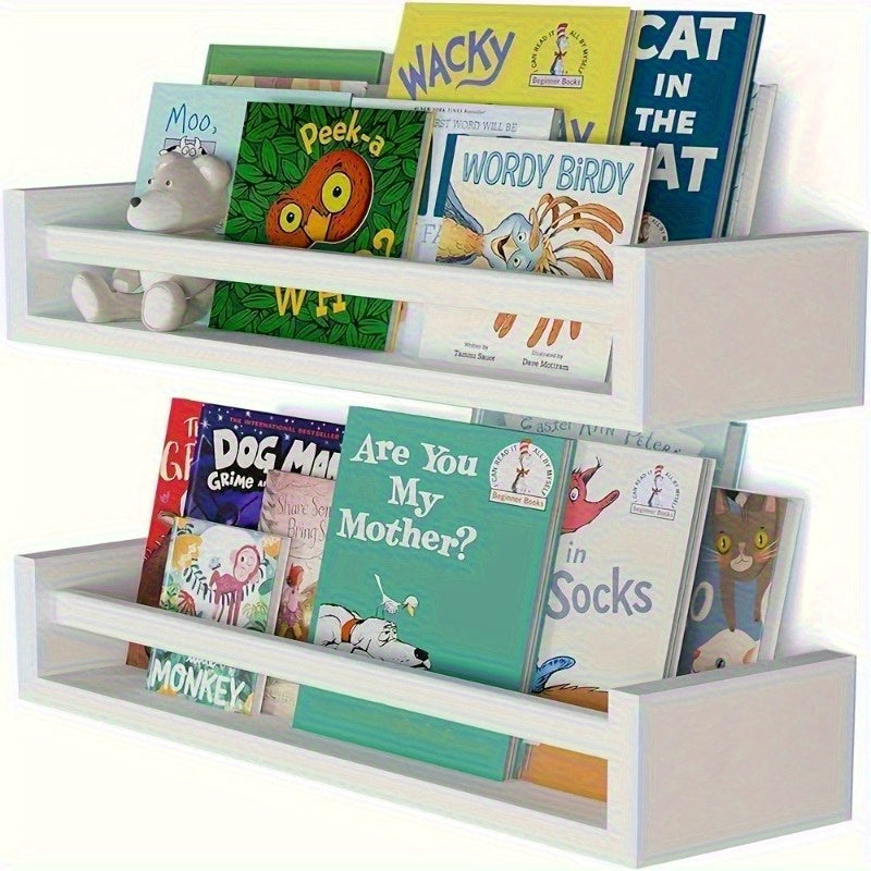 Estante de libros flotante con diseño de oso blanco - Ideal para dormitorio, baño o decoración del hogar, estante de almacenamiento de libros|Estante de libros moderno|Estante de madera, organizador de almacenamiento de libros