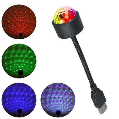 2 luces nocturnas LED USB con proyección de cielo estrellado, multicolor y ritmo musical, cuello flexible para fiestas en interiores y efectos de escenario