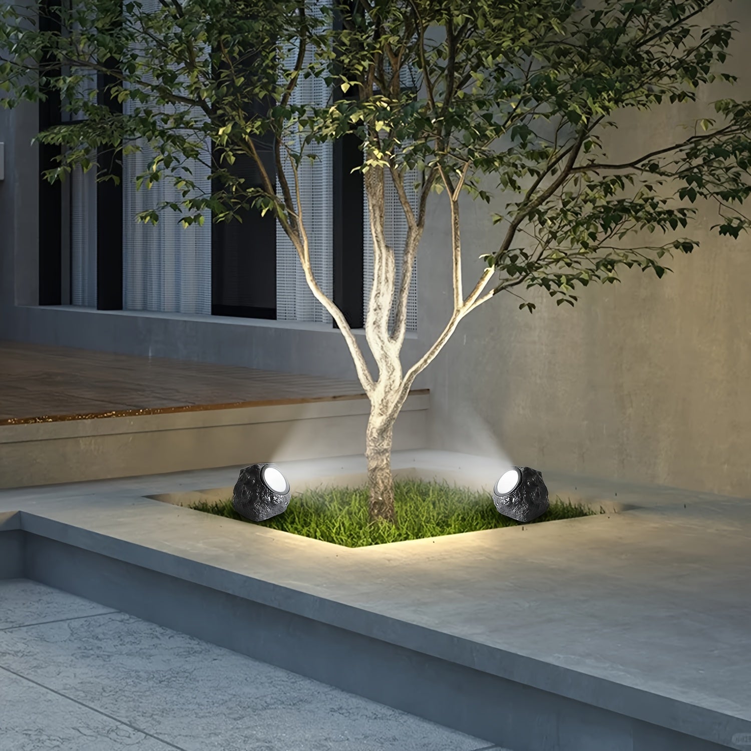 1pc Luz de Roca con Energía Solar, Luz LED Cálida y Blanca para Árboles, Iluminación de Caminos para Parques, Villas, Decoración de Césped Navideña - Perfecta para Bodas y Cumpleaños, Iluminación Ambiental de Eventos | Luz Decorativa Exterior | Luz con E