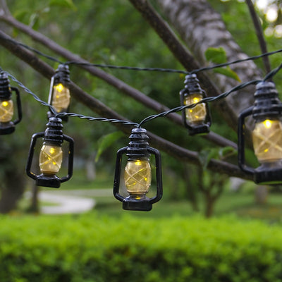Luces de Cadena de Lámpara de Aceite Vintage con Energía Solar - 20 LED, 16.4ft, Blanco Cálido, 8 Modos de Iluminación, Control Táctil, Iluminación de Ambiente Romántico para Jardín y Camping, Luces Solares Colgantes para Exteriores