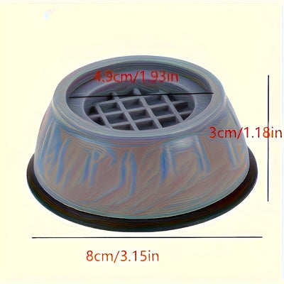Juego de 4 Almohadillas Antigolpes para Lavadora - Alfombrillas Plásticas Antideslizantes y Reductoras de Vibraciones para Electrodomésticos Domésticos, Duraderas en Gris con Base Negra Segura, Sin Pilas Requeridas