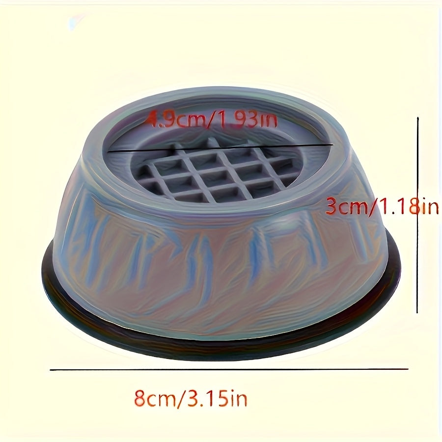 Juego de 4 Almohadillas Antigolpes para Lavadora - Alfombrillas Plásticas Antideslizantes y Reductoras de Vibraciones para Electrodomésticos Domésticos, Duraderas en Gris con Base Negra Segura, Sin Pilas Requeridas