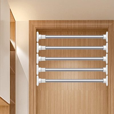 Barra extensible para cortina de baño, 50-80 cm, acero inoxidable, ajustable sin taladro, instalación por tensión, diseño duradero y ahorrador de espacio para baño y ducha