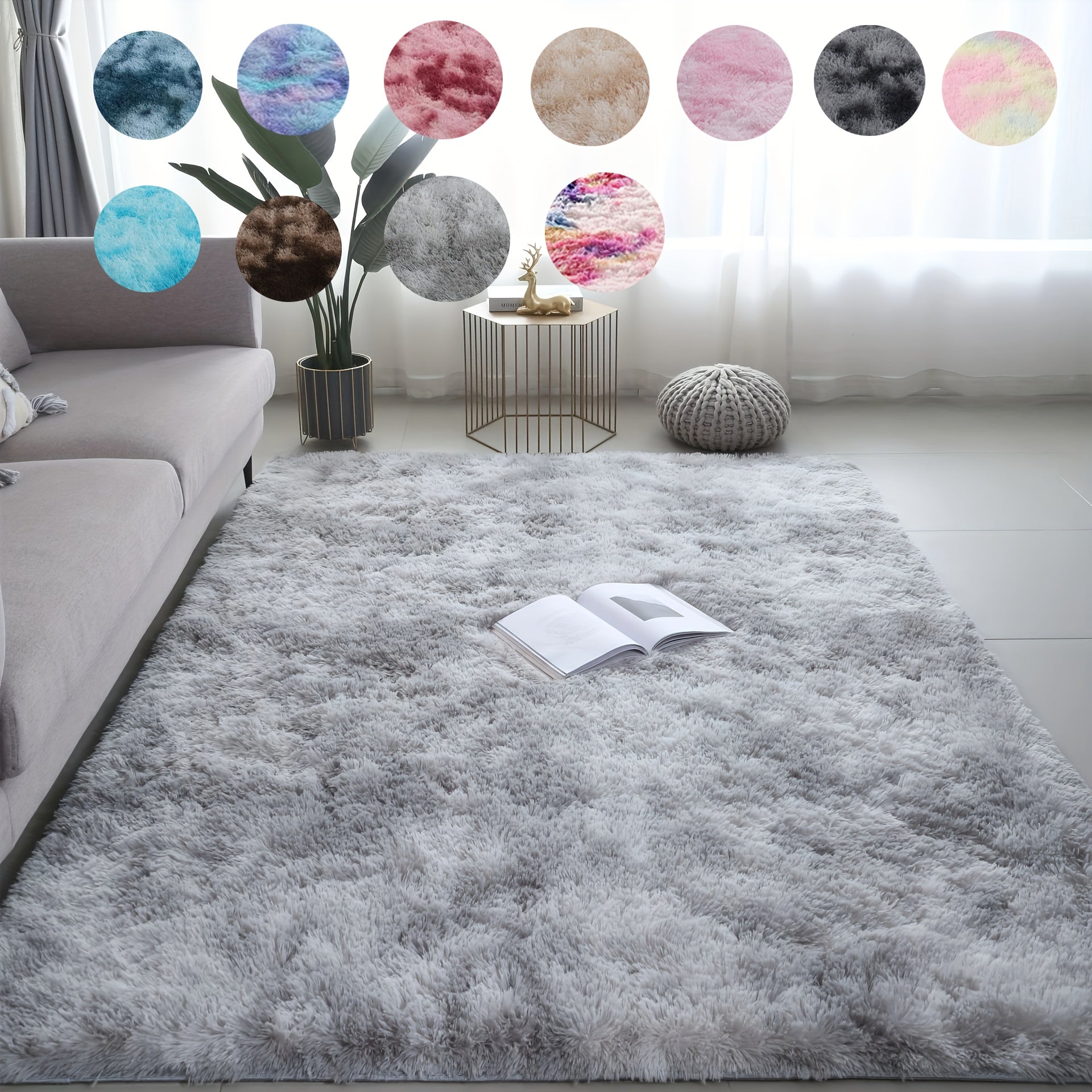 Alfombra de Área Suave y Esponjosa de Lujo - Antideslizante, Lavable a Máquina para Dormitorio y Decoración del Hogar