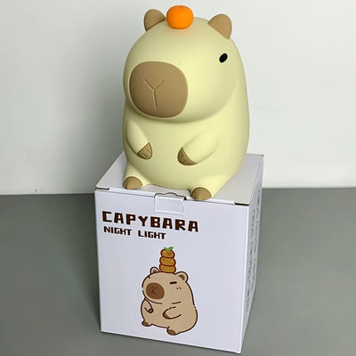 1pieza Moderna Luz Nocturna de Capybara de Silicona, Lámpara de Mesa Rechargeable USB LED con Ajuste de Brillo, Tema de Animal Luz de Dormir para Dormitorio, Accesorio de Mostrador de Escritorio con Batería de Litio, Control de Interruptor