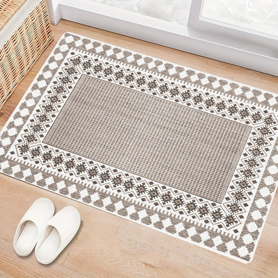 Tapete de bienvenida con diseño gris simple, resistente y lavable a máquina, antideslizante, ideal para salas, dormitorios y áreas de lectura, tapete para sala