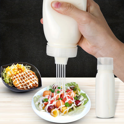 Paquete de 3 botellas de condimentos de plástico presionables: Solo lavado a mano, libre de BPA, forma redonda, adecuado para uso en cocina y comedor