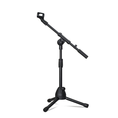 Soporte de micrófono de trípode portátil ajustable, construcción de hierro, negro, diseño de abrazadera versátil para tom de piso, guitarra, erhu, violín de cabeza de caballo y más, sin necesidad de energía.