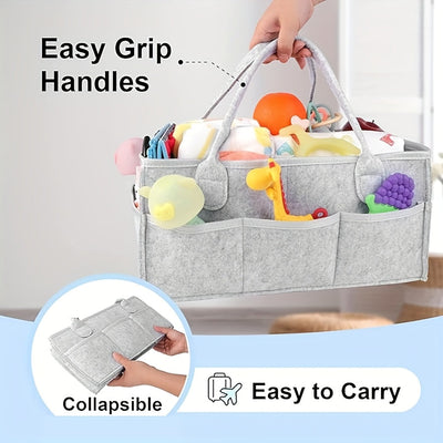 Canasta de Almacenamiento Portátil de Fieltro - Organizador para Pañales de Bebé (1 pieza), Organizador Portátil para Coche y Cambiador, Bolsa de Almacenamiento para Bajo la Cama