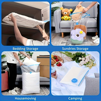 6pcs Bolsas de Almacenamiento al Vacío con 1 Bomba Manual, Bolsa de Viaje de Plástico Portátil para Ropa, Adecuada para Mantas, Ropa de Cama, Ropa, Edredones, Ideal para Suministros del Hogar, Bolsa de Ahorro de Espacio de Almacenamiento Imprescindible