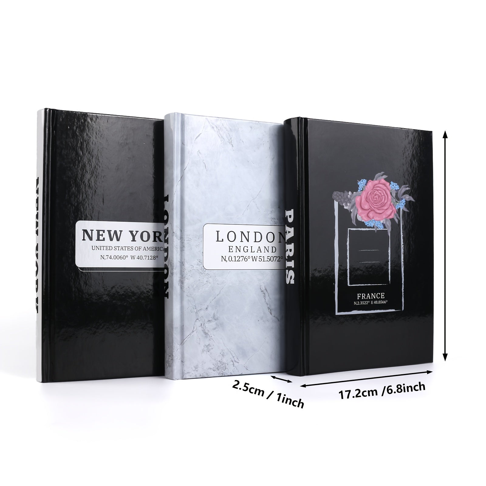 Conjunto de 3 libros decorativos apilados, libros de papel de estilo contemporáneo, libros falsos con tema de ciudad para decoración de hogar, oficina, tienda de café, sala de estar, mesa de comedor, B5