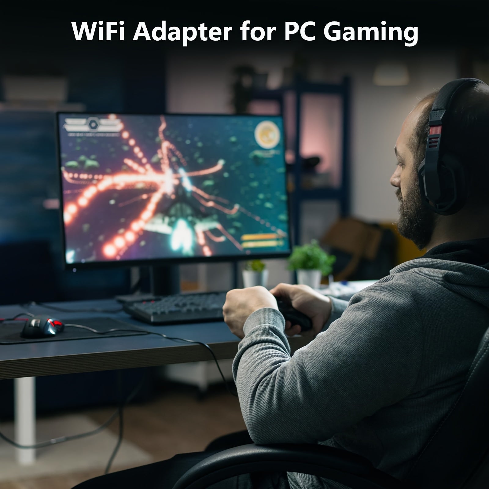 Adaptador WiFi USB AC1300M de doble banda - Adaptador de red inalámbrica de doble banda 2.4GHz/5GHz para portátil/ordenador, sin controlador, compatible con Windows Vista/XP/7/8/10/11, solución WiFi portátil | Diseño negro elegante | Modo de alimentación