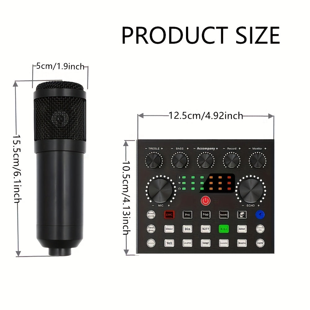Kit de podcast para 2 personas con micrófono de condensador transformador, interfaz de audio y mezclador integrado - Ideal para gamers, transmisiones en vivo y canto, color negro, batería de litio recargable, conexión USB dual, equipo de audio para gamin