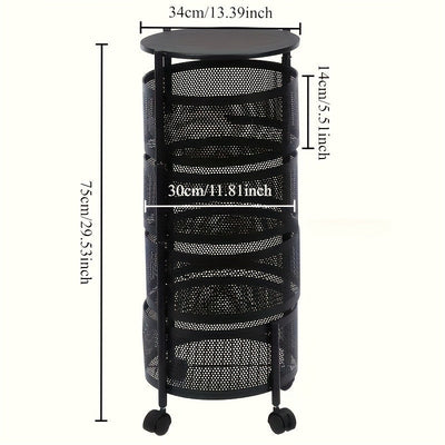 1 pieza de acero al carbono, estante de almacenamiento de cocina giratorio de capas múltiples - Diseño duradero y ahorrador de espacio con 4 niveles, ideal para la organización del hogar, almacenamiento de cocina | Estante de cocina moderno | Utensilios