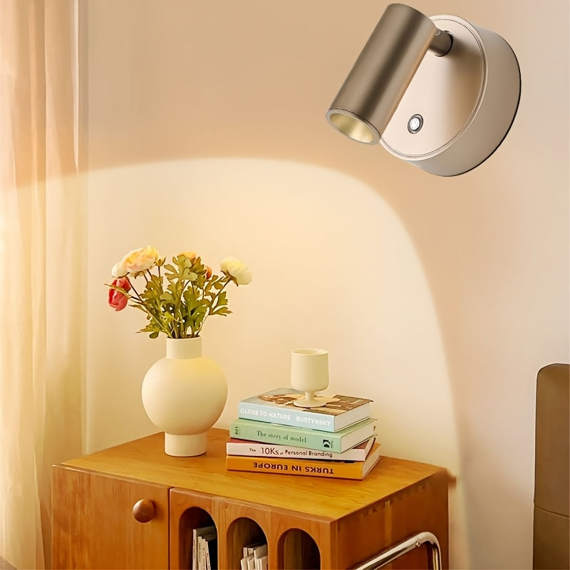 Luz nocturna de pared LED moderna, control táctil, 3 temperaturas de color, regulable, alimentada por USB con batería de litio recargable, iluminación ajustable para dormitorio, sala de estar, pasillo - Material de plástico