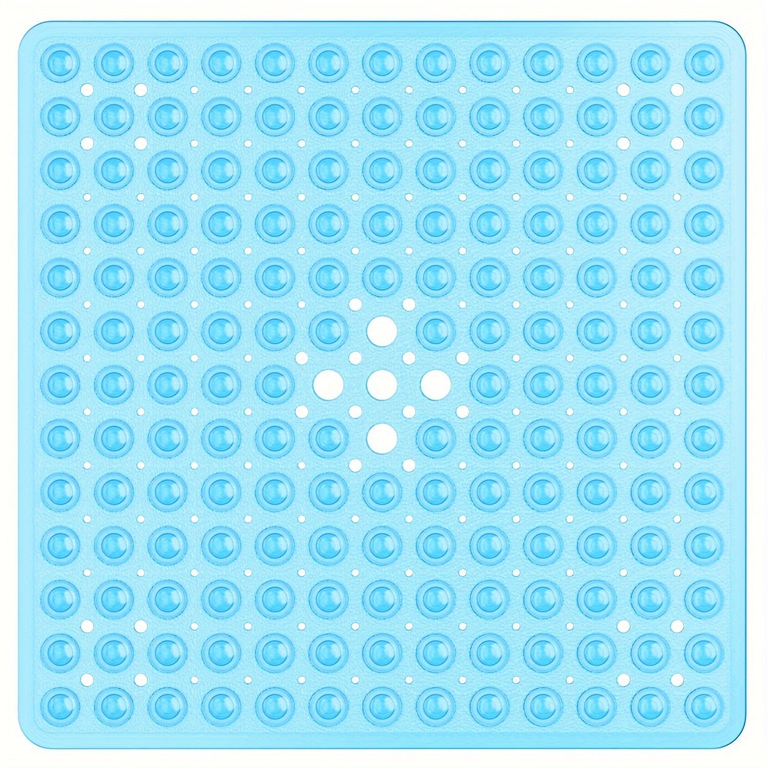 Alfombrilla de Baño Cuadrada de 1 pieza, Antideslizante con Orificio de Drenaje y Ventosas de Gran Capacidad de Absorción, Fácil de Limpiar, Lavable en Máquina, 53.34x53.34cm, Alfombra para Ducha, Alfombra para Bañera, Decoración del Hogar
