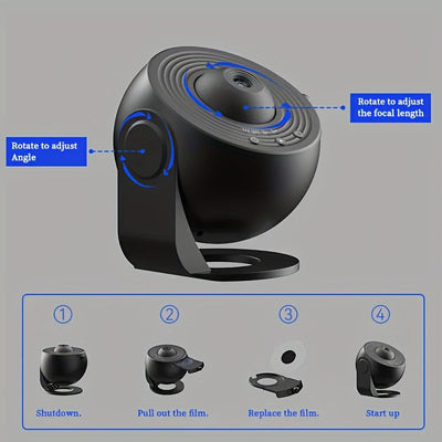Lámpara de proyección de galaxia 13 en 1 - Proyector de estrellas de alta definición con 13 discos de película integrados, ideal para dormitorio, Día de San Valentín y decoración de bodas, alimentado por USB, no necesita baterías, función de luz nocturna