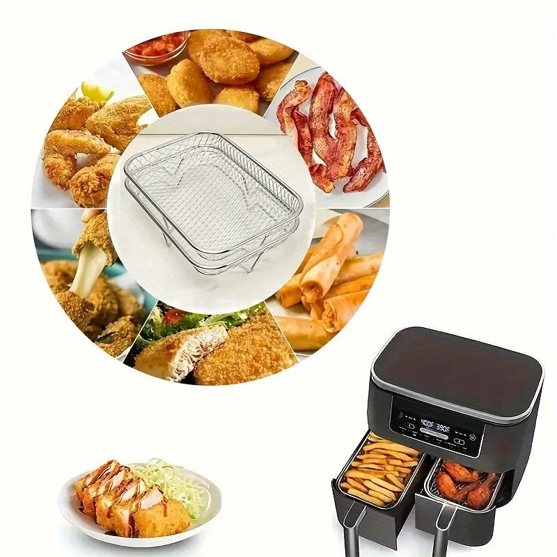 Soporte Rectangular Multifuncional, Estante Apilable para Microondas, Herramienta de Cocina Segura para Contacto con Alimentos, Compatible con la Mayoría de las Freidoras de Aire, Práctico para Cocinar